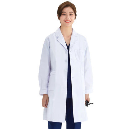 Unisex White Coat Lab Coat Hospital Doctor Slim Nurse Uniform Spa Uniform Nursing Uniform Scrubs Medical Uniforms Women M-LKXSY