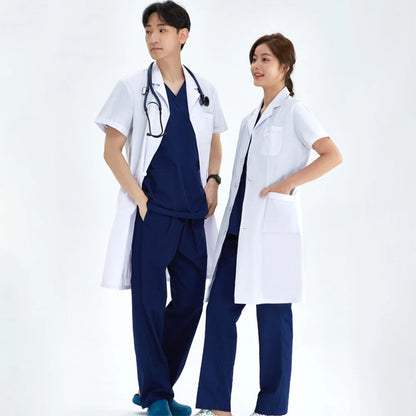 Unisex White Coat Lab Coat Hospital Doctor Slim Nurse Uniform Spa Uniform Nursing Uniform Scrubs Medical Uniforms Women M-LKXSY