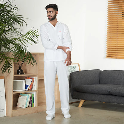 Men's White Long-sleeved Set Autumn/winter Lab Medical Uniform Top Elastic Pants Wholesale Hospital Doctor Nursing Scrub Clothes