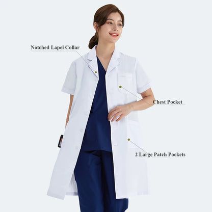 Unisex White Coat Lab Coat Hospital Doctor Slim Nurse Uniform Spa Uniform Nursing Uniform Scrubs Medical Uniforms Women M-LKXSY