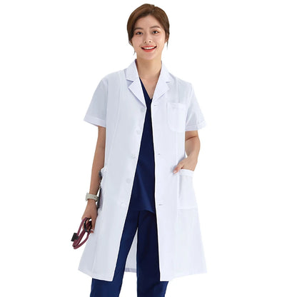 Unisex White Coat Lab Coat Hospital Doctor Slim Nurse Uniform Spa Uniform Nursing Uniform Scrubs Medical Uniforms Women M-LKXSY