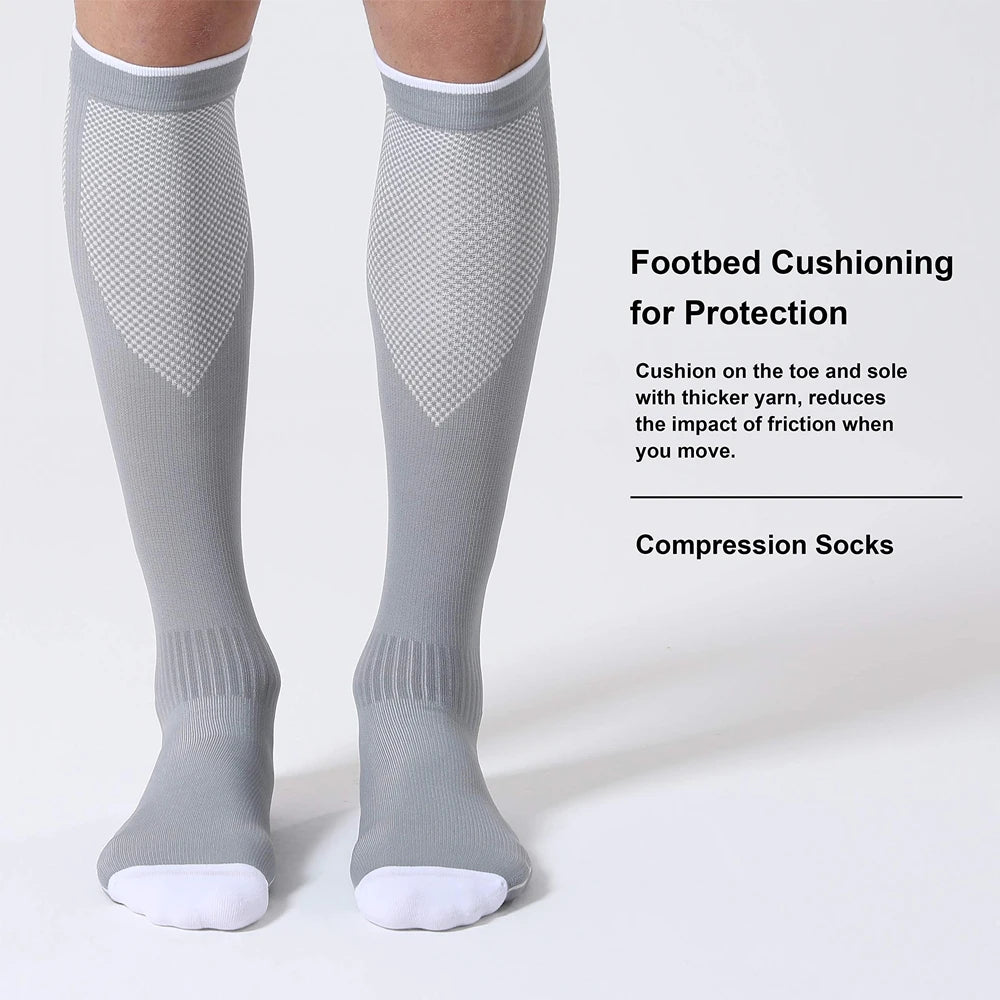 1Pair Compression Socks 20-30 mmHg - Men - Running, Nurses, Shin Splints, Flight, Travel