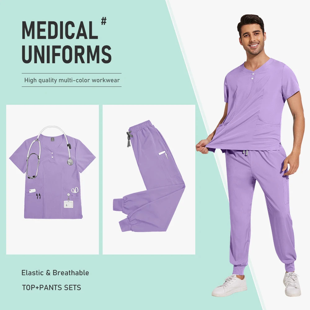 Hospital Uniform Nurse Scrub Unisex Men Surgical Uniforms Woman Soft Nursing Healthcare Pharmacy Articles Short Sleeved Top Pant