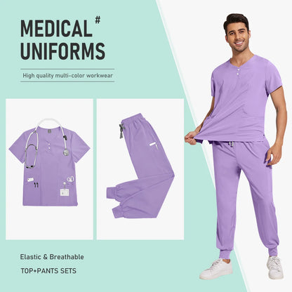 Hospital Uniform Nurse Scrub Unisex Men Surgical Uniforms Woman Soft Nursing Healthcare Pharmacy Articles Short Sleeved Top Pant