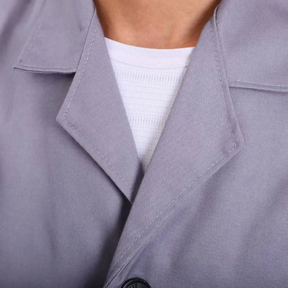 Work Coat Long Sleeved Lab Labor Dust Proof Work Clothing Single Breasted Mid length Washable Work Jacket Men Uniform