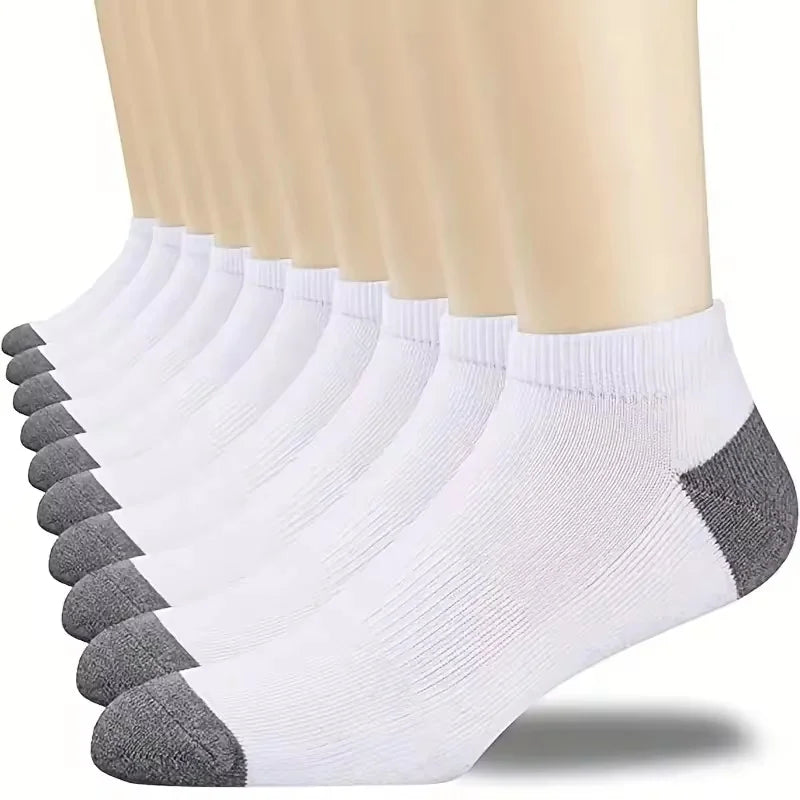 10 Pair High Quality Men Ankle Socks Breathable Cotton Sports Socks Mesh Casual Athletic Summer Thin Cut Short Sokken Size 38-48