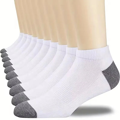 10 Pair High Quality Men Ankle Socks Breathable Cotton Sports Socks Mesh Casual Athletic Summer Thin Cut Short Sokken Size 38-48