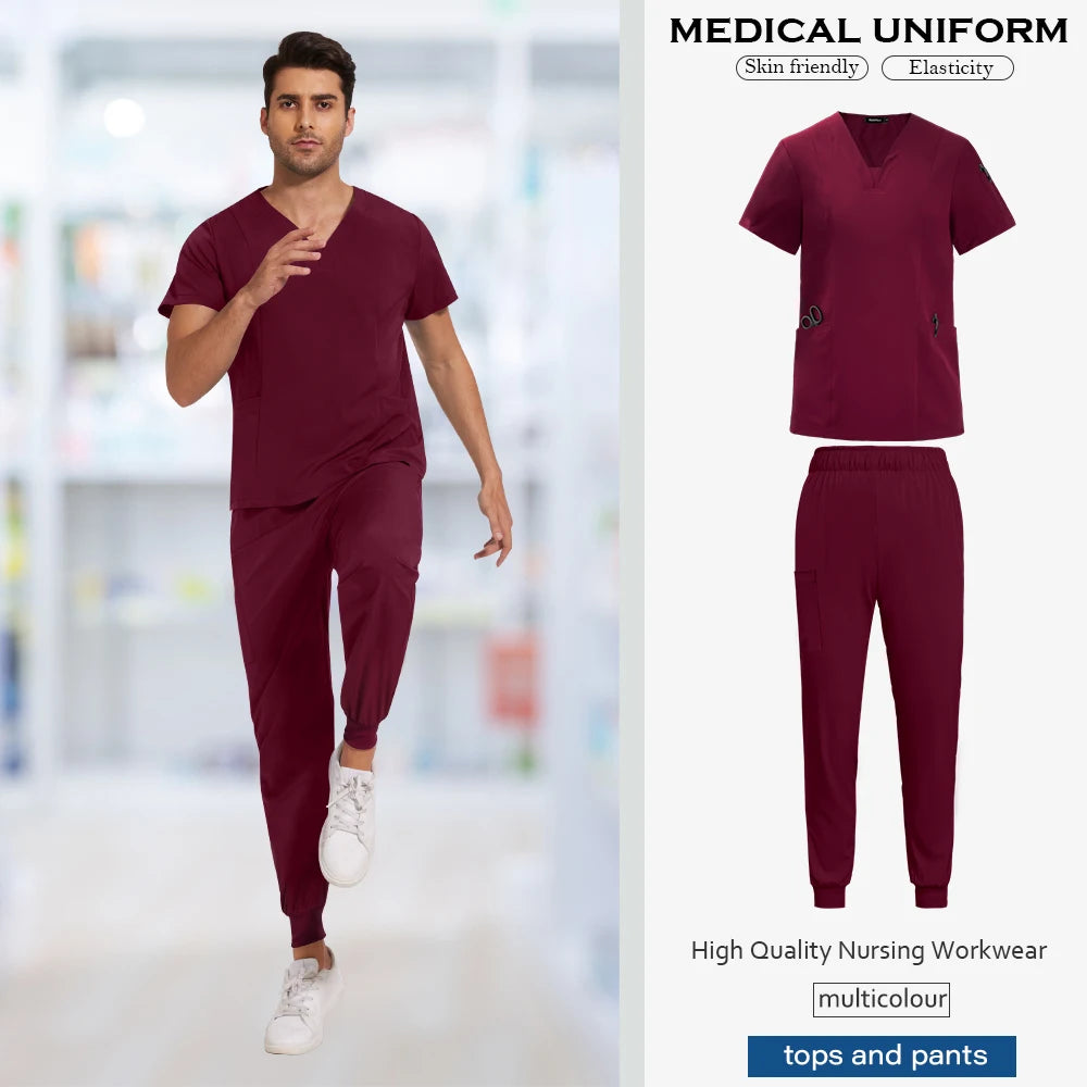 Scrub Sets Uniforms Nursing Mens Medical Scrubs Pet Clinic Veterinary Uniform Dental Cosmetic Workwear Lab Coat Scrubs Top Pants