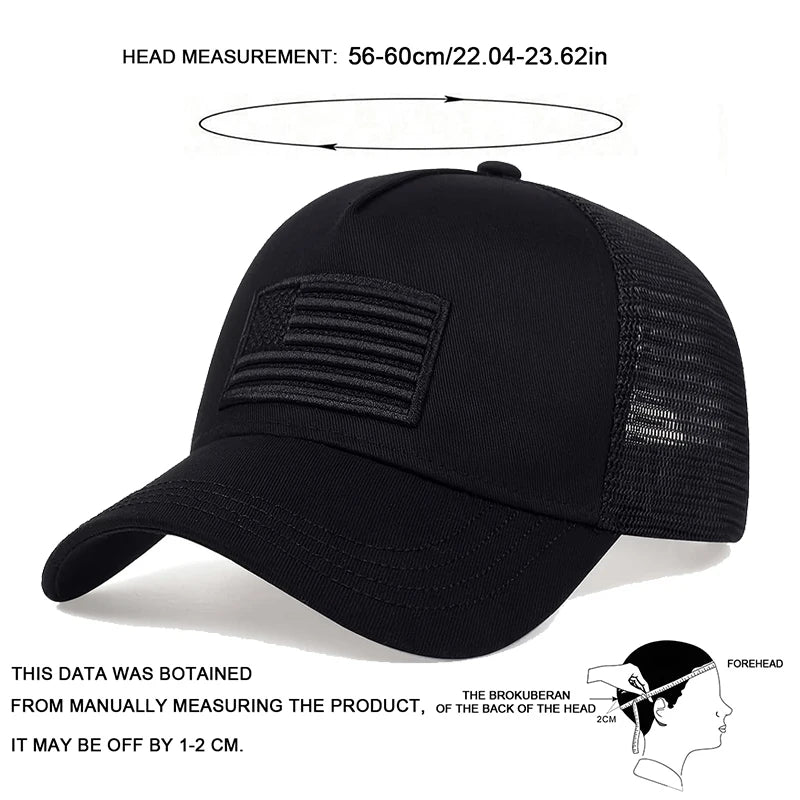 Unisex American Flag Embroidery Baseball Net Caps Spring and Summer Outdoor Adjustable Casual Hats Sunscreen Hat Sports Cap