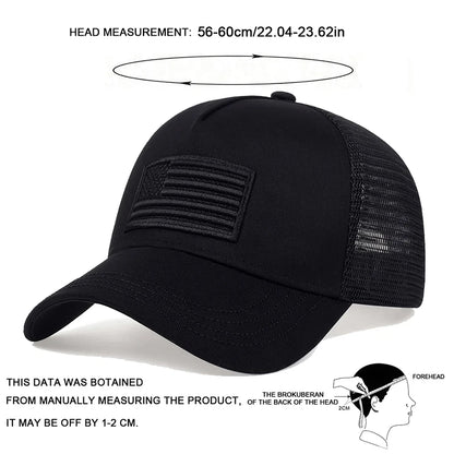Unisex American Flag Embroidery Baseball Net Caps Spring and Summer Outdoor Adjustable Casual Hats Sunscreen Hat Sports Cap