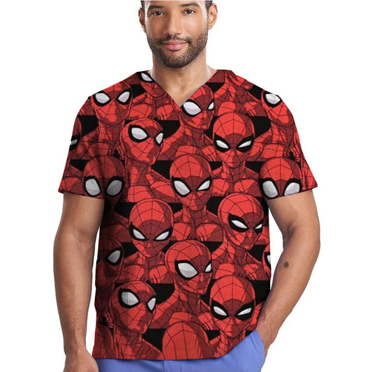 Medical Scrubs Women Nursing Accessories Marvel Spider Man Print Shirt Doctor Workwear Men Healthcare Pharmacy Jacket Tops Soft