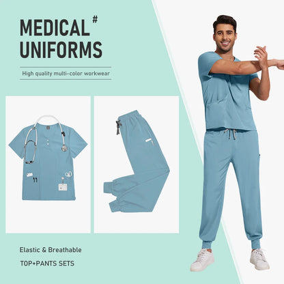 Hospital Uniform Nurse Scrub Unisex Men Surgical Uniforms Woman Soft Nursing Healthcare Pharmacy Articles Short Sleeved Top Pant