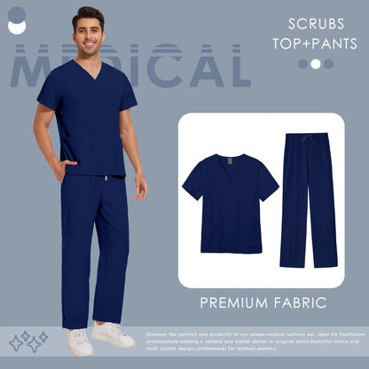 Scrubs Uniforms Men Women Beauty Straight Pants Set Wholesale Medical Surgical Clothes Nurse Accessories Dental Clinic Workwear
