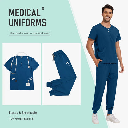 Hospital Uniform Nurse Scrub Unisex Men Surgical Uniforms Woman Soft Nursing Healthcare Pharmacy Articles Short Sleeved Top Pant