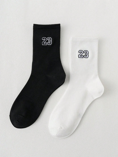 Men's Crew Socks, Classic, Number 23 Design, Comfortable, Breathable, Moisture-Wicking