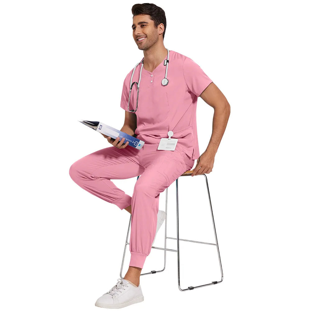 Slim Fit  Men Scrubs Sets Surgical Clothes Medical Uniforms Nurses Accessories Dental Clinic Beauty Salon Spa Workwear Clothes