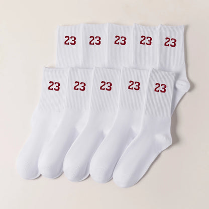 Men's Crew Socks, Classic, Number 23 Design, Comfortable, Breathable, Moisture-Wicking