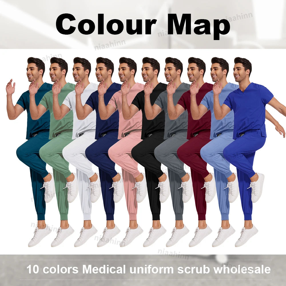 Scrubs Men Women Wholesale Scrubs Uniforms Medical Jogger Set Nurses Accessories Dental Clinic Pet Grooming Scrub Top Pants Sets