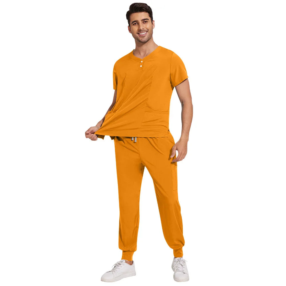 Slim Fit  Men Scrubs Sets Surgical Clothes Medical Uniforms Nurses Accessories Dental Clinic Beauty Salon Spa Workwear Clothes