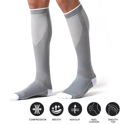 1Pair Compression Socks for Men & Women 20-30 mmHg Knee High Nurse Pregnant Running Medical and Travel Athletic