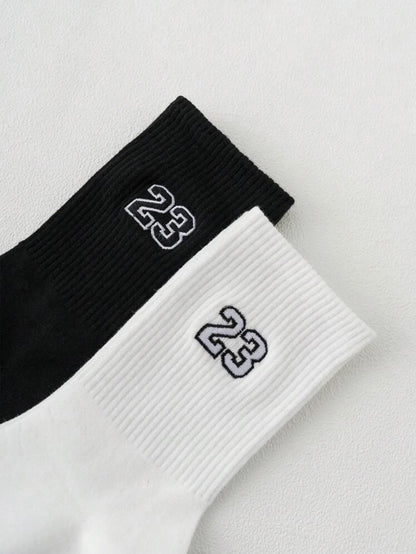 Men's Crew Socks, Classic, Number 23 Design, Comfortable, Breathable, Moisture-Wicking