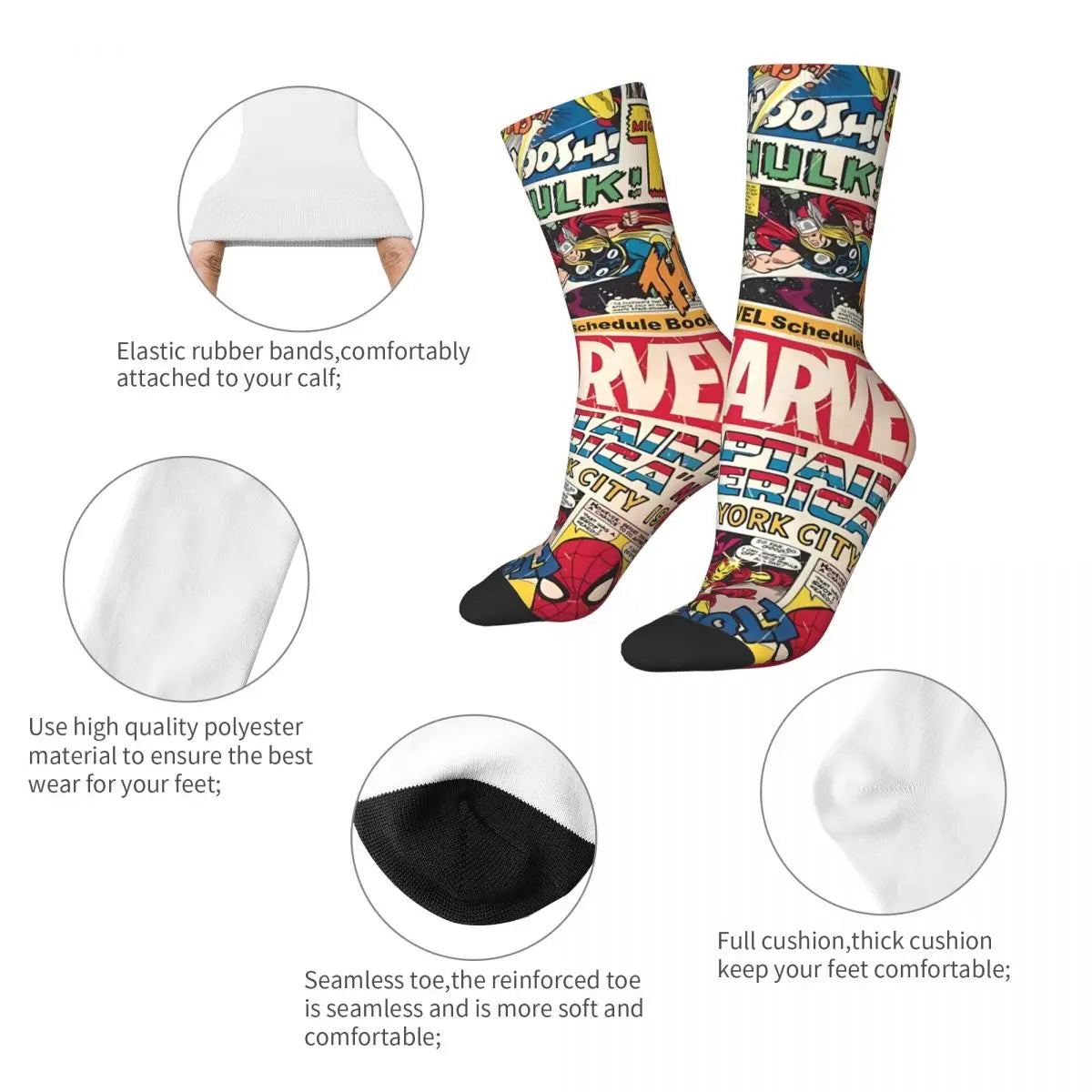 Spiderman Superhero Comics Socks Autumn Stockings Funny Women Men Warm Soft Socks Graphic Cycling Non Skid Socks