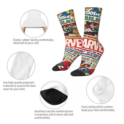 Spiderman Superhero Comics Socks Autumn Stockings Funny Women Men Warm Soft Socks Graphic Cycling Non Skid Socks