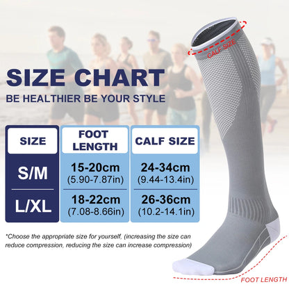1Pair Compression Socks 20-30 mmHg - Men - Running, Nurses, Shin Splints, Flight, Travel