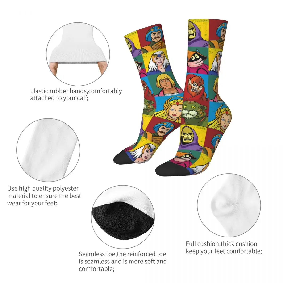 Friends He-Man The Master Of The Universe Socks New 3D Print Funny Harajuku Unisex Middle Tube Socks