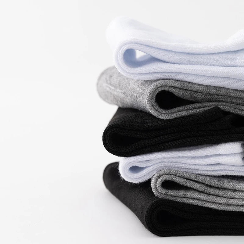 5 Pairs/Lot Black White Men's Socks Business Solid Color Casual Simple Versatile Breathable Cotton Sports Mesh Short Socks