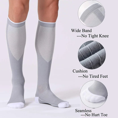 1Pair Compression Socks for Men & Women 20-30 mmHg Knee High Nurse Pregnant Running Medical and Travel Athletic