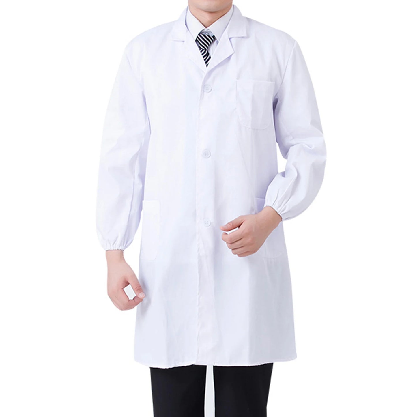Medical Student White Lab Coat with Elastic Cuffs Skin-friendly Design for Hospital Scientist School