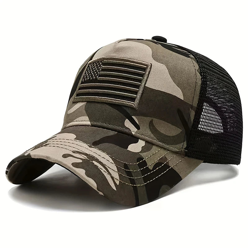 Unisex American Flag Embroidery Baseball Net Caps Spring and Summer Outdoor Adjustable Casual Hats Sunscreen Hat Sports Cap