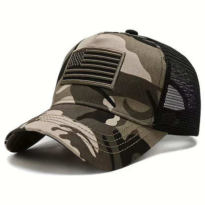 Unisex American Flag Embroidery Baseball Net Caps Spring and Summer Outdoor Adjustable Casual Hats Sunscreen Hat Sports Cap