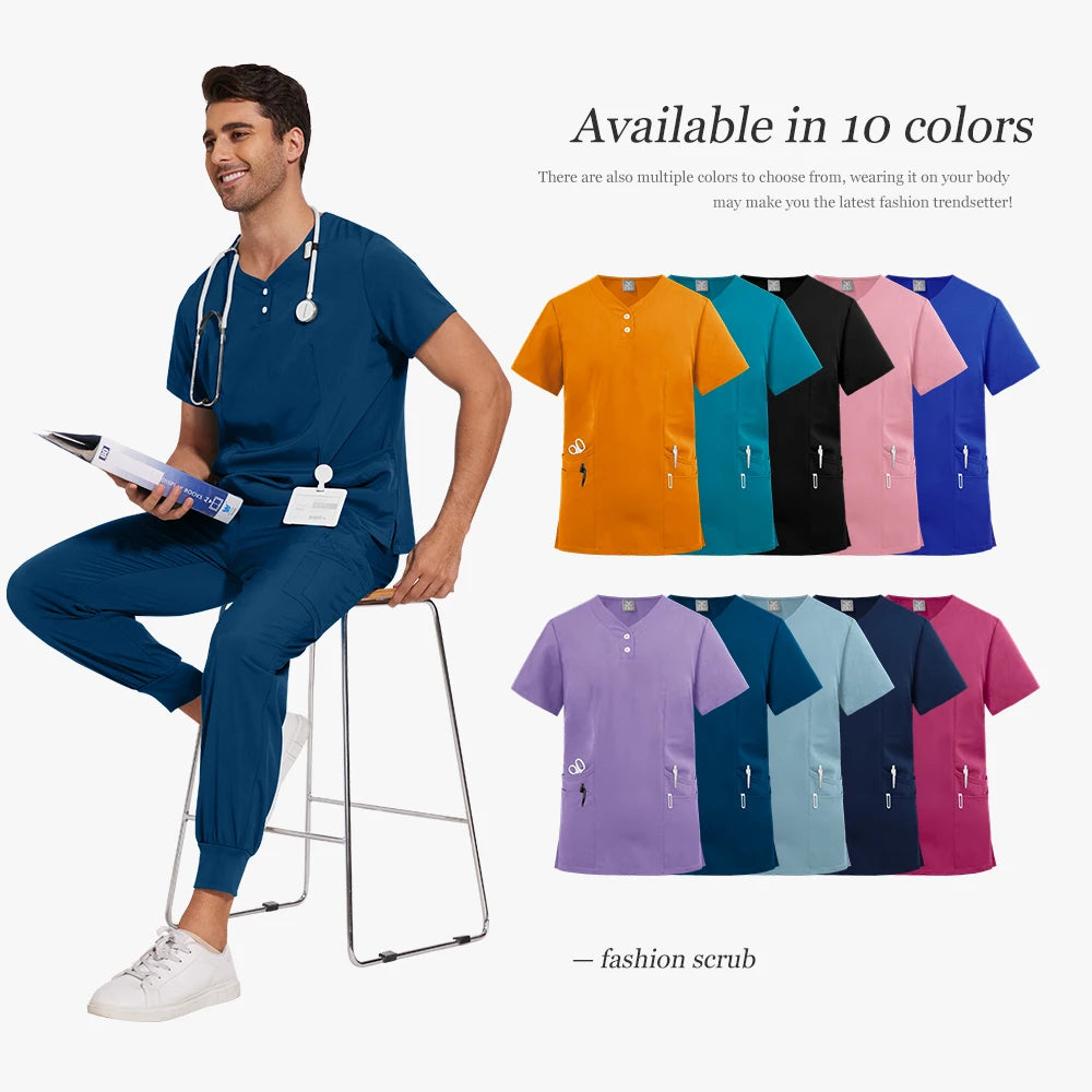 Hospital Uniform Nurse Scrub Unisex Men Surgical Uniforms Woman Soft Nursing Healthcare Pharmacy Articles Short Sleeved Top Pant