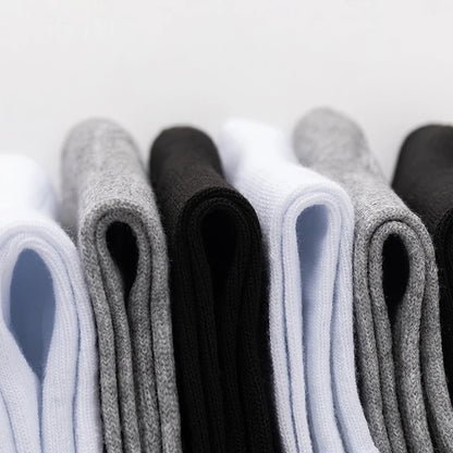 5 Pairs/Lot Black White Men's Socks Business Solid Color Casual Simple Versatile Breathable Cotton Sports Mesh Short Socks