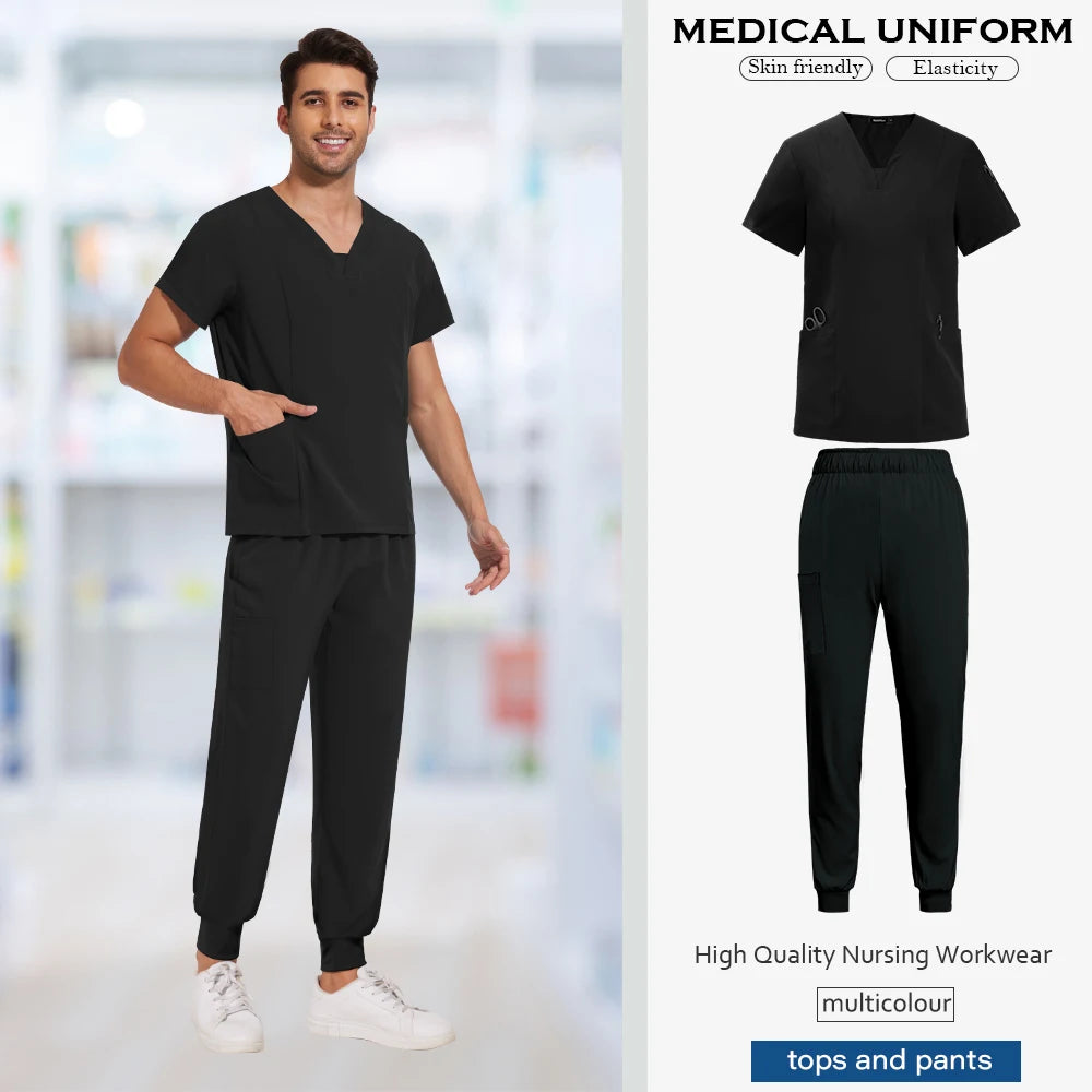 Scrub Sets Uniforms Nursing Mens Medical Scrubs Pet Clinic Veterinary Uniform Dental Cosmetic Workwear Lab Coat Scrubs Top Pants