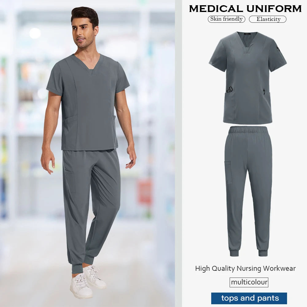 Scrub Sets Uniforms Nursing Mens Medical Scrubs Pet Clinic Veterinary Uniform Dental Cosmetic Workwear Lab Coat Scrubs Top Pants