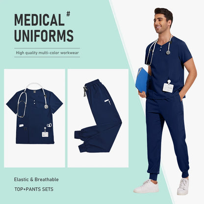 Hospital Uniform Nurse Scrub Unisex Men Surgical Uniforms Woman Soft Nursing Healthcare Pharmacy Articles Short Sleeved Top Pant