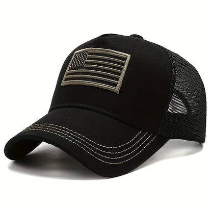 Unisex American Flag Embroidery Baseball Net Caps Spring and Summer Outdoor Adjustable Casual Hats Sunscreen Hat Sports Cap