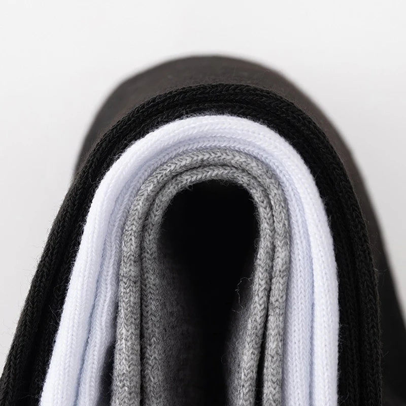 5 Pairs/Lot Black White Men's Socks Business Solid Color Casual Simple Versatile Breathable Cotton Sports Mesh Short Socks