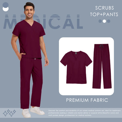 Scrubs Uniforms Men Women Beauty Straight Pants Set Wholesale Medical Surgical Clothes Nurse Accessories Dental Clinic Workwear