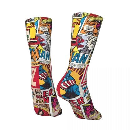 Spiderman Superhero Comics Socks Autumn Stockings Funny Women Men Warm Soft Socks Graphic Cycling Non Skid Socks