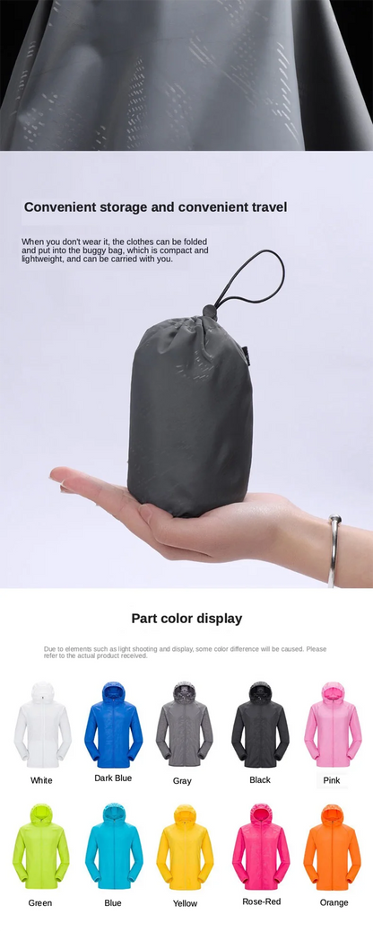 JNLN Camping Rain Jacket Men Women Waterproof Sun Protection Clothing Fishing Hunting Clothes Quick Dry Windbreaker With Pocket