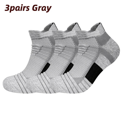 3 Pairs Mesh Sports Terry Socks Cushioned Moisture-managing And Durable Reduces Foot For Running Hiking Cycling Baskateball