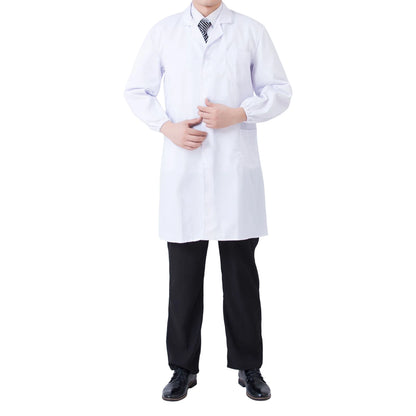 Medical Student White Lab Coat with Elastic Cuffs Skin-friendly Design for Hospital Scientist School