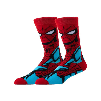 Anime Marvel Men Socks Spider Man Long Sports stockings Men‘s Knee-High cosplay Iron Man Sock Personality Hip Hop for kids