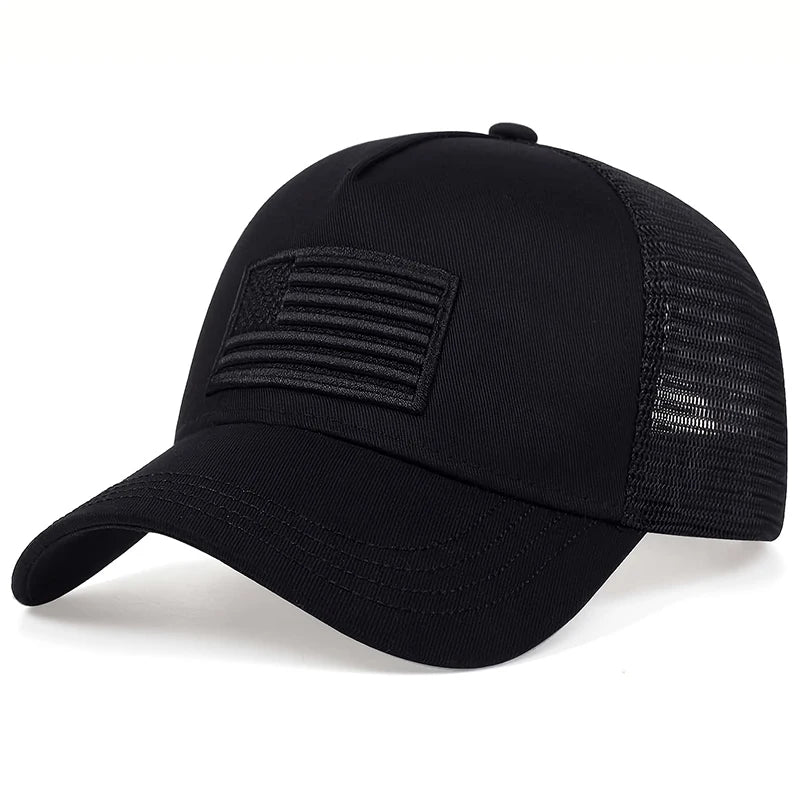 Unisex American Flag Embroidery Baseball Net Caps Spring and Summer Outdoor Adjustable Casual Hats Sunscreen Hat Sports Cap