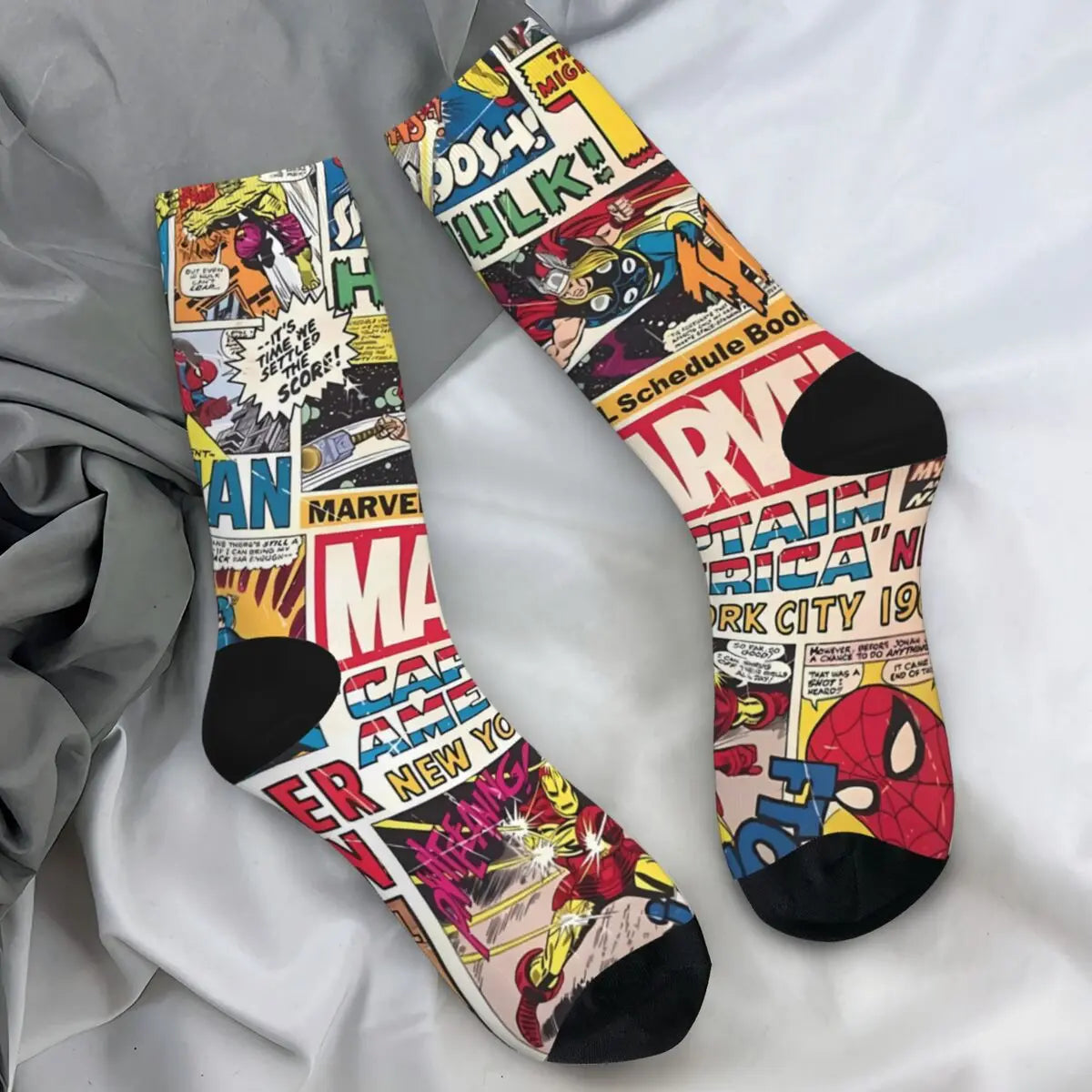 Spiderman Superhero Comics Socks Autumn Stockings Funny Women Men Warm Soft Socks Graphic Cycling Non Skid Socks