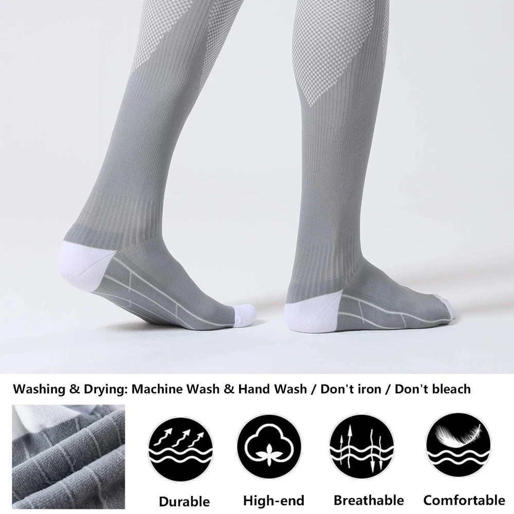 1Pair Compression Socks 20-30 mmHg - Men - Running, Nurses, Shin Splints, Flight, Travel
